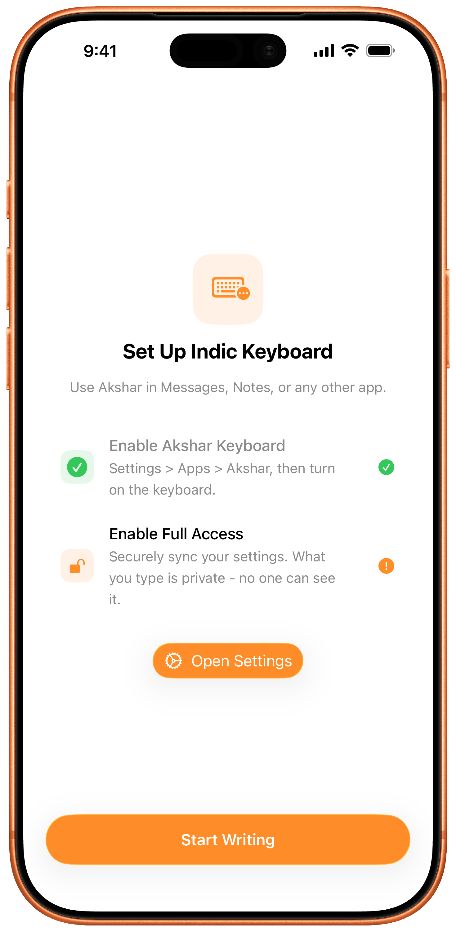Add the Akshar keyboard in iOS Settings